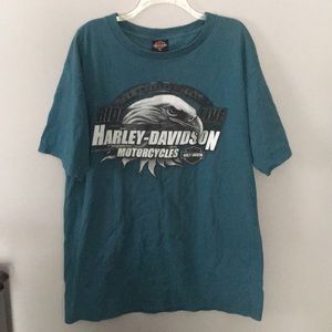 Men’s Teal Vintage Harley Davidson Shirt. Sz XL